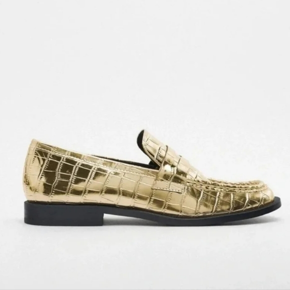 Zara Gold Loafers - Picture 1 of 6